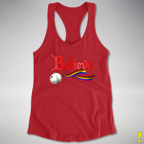 Believe Philly LGBTQ Pride Jingle Bell Racerback Tank - Red